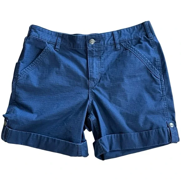 Carhartt BS213-W Force Original Fit Work Shorts Women 10 32x5 Navy Blue Rip Stop - Picture 1 of 9